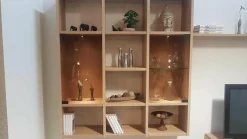 Wohnwand Cubus Eiche Weißöl Farbglas Taupe