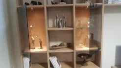 Wohnwand Cubus Eiche Weißöl Farbglas Taupe