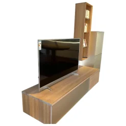 Wohnwand Cubus Eiche Weißöl Glas Matt Pearl Touchbeschlag