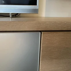 Wohnwand Cubus Eiche Weißöl Glas Matt Pearl Touchbeschlag