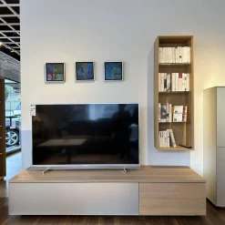 Wohnwand Cubus Eiche Weißöl Glas Matt Pearl Touchbeschlag