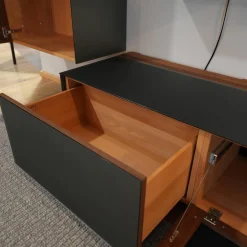 Wohnwand Cubus Pure 8 In Nussbaum Naturgeölt Fronten In Glas Stahl