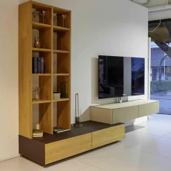 Wohnwand Cubus Pure Eiche Massiv Glas Dunkelbraun