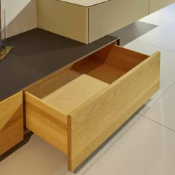 Wohnwand Cubus Pure Eiche Massiv Glas Dunkelbraun