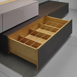 Wohnwand Cubus Pure Eiche Massiv Farbglas