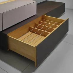 Wohnwand Cubus Pure Eiche Massiv Farbglas