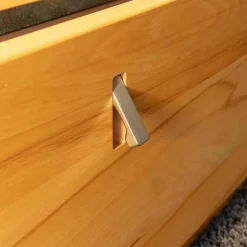 Wohnwand Cubus Vollholz Kernbuche Natur Geölt Inklusive Granit-Platte Und LED-Beleuchtung