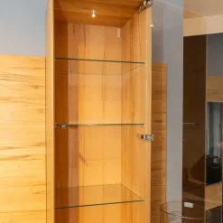 Wohnwand Cubus Vollholz Kernbuche Natur Geölt Inklusive Granit-Platte Und LED-Beleuchtung