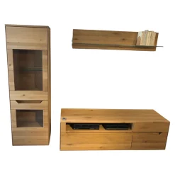 Wohnwand Divano Ausführung Wildeiche Massiv Oberfläche Bianco Geölt