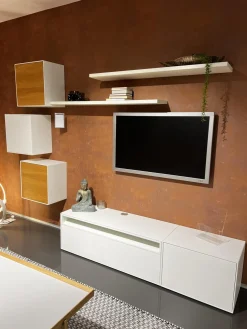 Wohnwand Easy Lack Reinweiß Absetzung Natureiche Inklusive Wand Steckbord Time