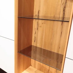 Wohnwand Eiche Natur Farbglas Weiß Matt Inklusive Beleuchtung Mit Fernbedienung