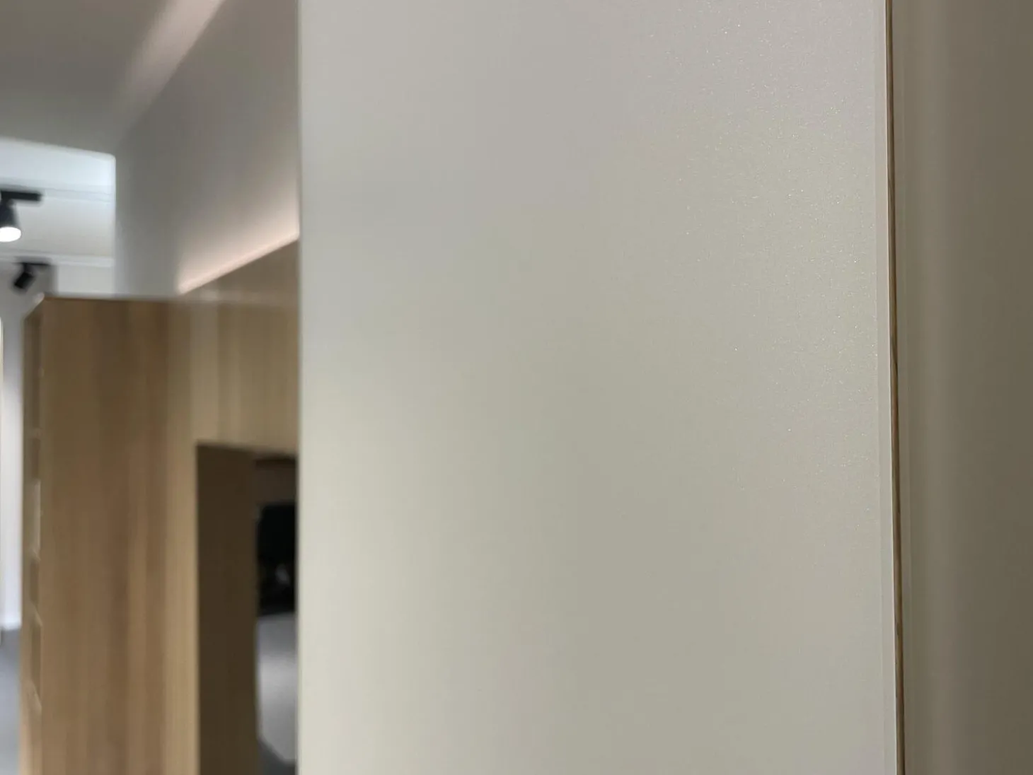 Wohnwand Eiche Weißöl Farbglas Graphitgrau Mit Wandpaneelen