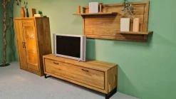 Wohnwand Farmingdale Light Eiche Natur Massiv Geölt mit Beleuchtung