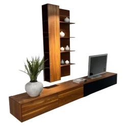 Wohnwand Filigno Nussbaum Natur Geölt Inklusive Technikelement Mit Kabelhohlraum