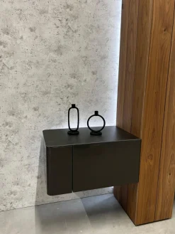 Wohnwand Gentis Lack HGL-Seidengrau eramik Storm Nero Kernnussbaum Naturstamm