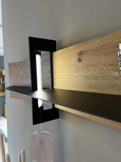 Wohnwand Giulia Wildeiche Massiv Soft Gebürstet Gestell Metall Carbonfarbig Schwarz Mit Beleuchtung