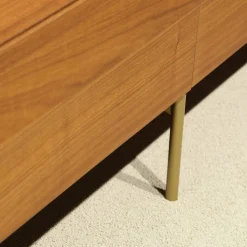 Wohnwand I ModulART Lowbaord Nussbaum Canaletto Wandregal Blu Vinca Dunkelblau Rückwand Marmor Calacatta