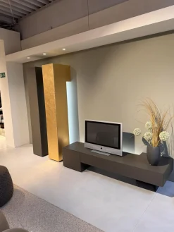 Wohnwand Inpiedi Lack Interno Metall Gold Lack Coffee Braun Inklusive LED Beleuchtung