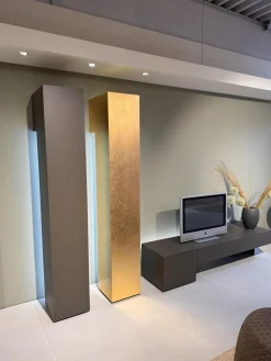 Wohnwand Inpiedi Lack Interno Metall Gold Lack Coffee Braun Inklusive LED Beleuchtung