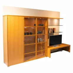 Wohnwand Kala Mit Phonobank Schrankteile Europäischer Kirschbaum Hell Paneele Lack Eierschale