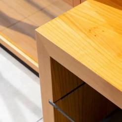 Wohnwand Kala Mit Phonobank Schrankteile Europäischer Kirschbaum Hell Paneele Lack Eierschale