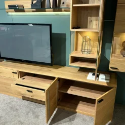 Wohnwand Kanto Asteiche Massiv Griffe Lack J6 Schwarz Matt