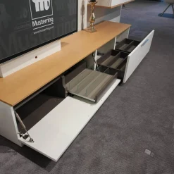 Wohnwand Kara 61958 Lack Weiß Griffe Edelstahl