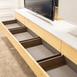 Wohnwand Kara Frame 73029 Lack 2 Grau Absetzung Asteiche Inklusive LED Strahler