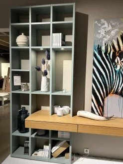 Wohnwand Kara Lack Mint Grün Und Eiche Sand Furniert Griffe Edelstahlfarbig