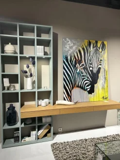 Wohnwand Kara Lack Mint Grün Und Eiche Sand Furniert Griffe Edelstahlfarbig