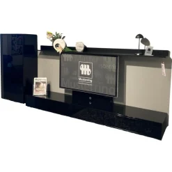 Wohnwand Kara-Frame Lack Schwarz Hochglanz