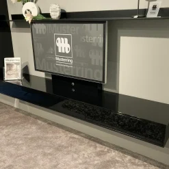 Wohnwand Kara-Frame Lack Schwarz Hochglanz