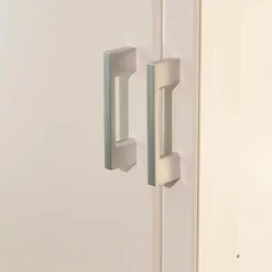 Wohnwand Kira Korpus Und Front Lack Weiß Regale Lack Grau Mit LED-Beleuchtung