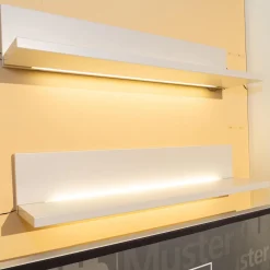 Wohnwand Kira Korpus Und Front Lack Weiß Regale Lack Grau Mit LED-Beleuchtung