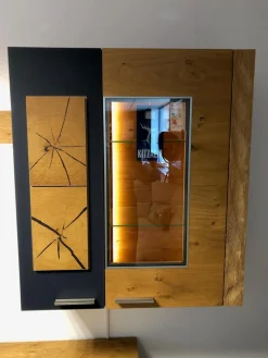 Wohnwand Kitzalm Solid Plus K050 Kernasteiche Natur Furniert Gebürstet Akzentglas Schiefer Grau Inklusive Beleuchtung