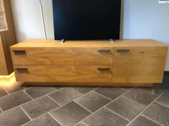 Wohnwand Kitzalm Solid Plus K050 Kernasteiche Natur Furniert Gebürstet Akzentglas Schiefer Grau Inklusive Beleuchtung