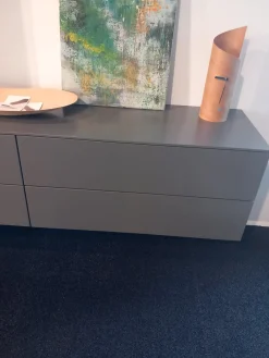 Wohnwand Kombination Cubo Und Scala Lack Onyxgrau Grau Regalböden Eiche Milk Astig Ohne Dekoration