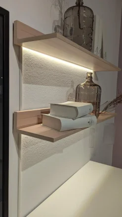 Wohnwand Lennon 47018 Lack Weiß Matt Absetzungen Kristallbuche Mit LED Beleuchtung Und TV Halterung Ohne Fernseher