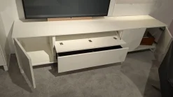 Wohnwand Lennon 47018 Lack Weiß Matt Absetzungen Kristallbuche Mit LED Beleuchtung Und TV Halterung Ohne Fernseher