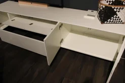 Wohnwand Lennon Lack Weiß Absetzung Kristallbuche