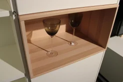 Wohnwand Lennon Lack Weiß Absetzung Kristallbuche