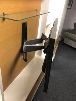 Wohnwand Leto Lack Weiß Wildeiche Furniert mit Beleuchtung