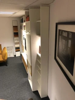 Wohnwand Leto Lack Weiß Wildeiche Furniert mit Beleuchtung