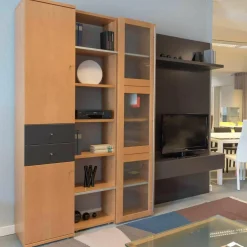 Wohnwand Logo Lack Schiefer Ahorn Birnbaum