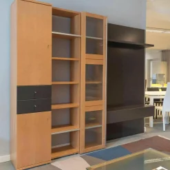 Wohnwand Logo Lack Schiefer Ahorn Birnbaum