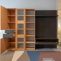 Wohnwand Logo Lack Schiefer Ahorn Birnbaum