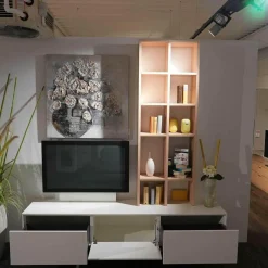 Wohnwand Lotus Lack Weiß Kernesche