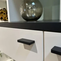 Wohnwand LS 561220 PG1 Lack Seidenmatt Weiß Und Anthrazit Inklusive LED-Beleuchtung