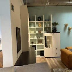 Wohnwand LS 561220 PG1 Lack Seidenmatt Weiß Und Anthrazit Inklusive LED-Beleuchtung