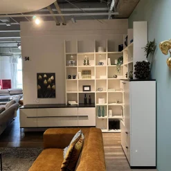 Wohnwand LS 561220 PG1 Lack Seidenmatt Weiß Und Anthrazit Inklusive LED-Beleuchtung